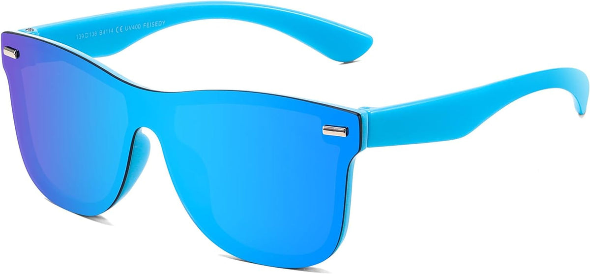 Sunglasses, Rimless Mirrored Sun Glasses with Reflective One-Piece Lens, B4114