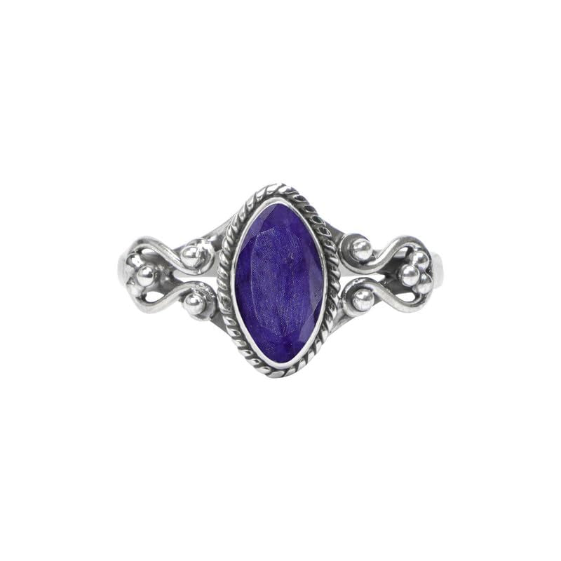 Blue Sapphire Stone Ring, 925 Sterling Silver Statement Ring for Women, Handmade Ring Gemstone Promise Ring for Birthday Christmas Gift for Her Ring Size US 9