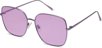 Trendy Oversized Square Metal Frame Sunglasses for Women Men Flat Mirrored Lens UV Protection Sunglasses SJ1146
