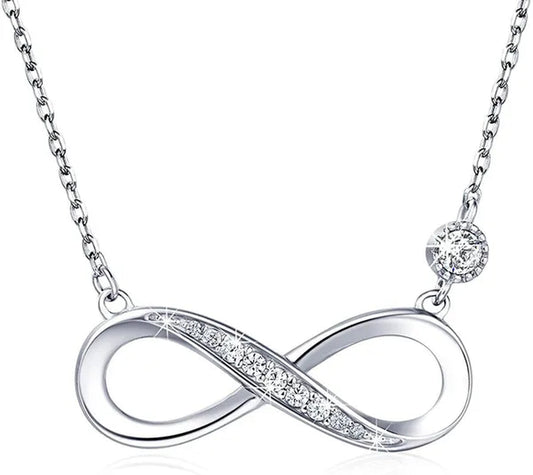 925 Sterling Silver Necklace –“Forever Love” Infinity Heart Love Pendant White Gold Plated Diamond Women Necklace Gift for for Women Girls Valentine's Day Mother's Day
