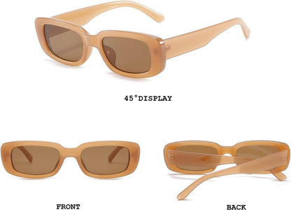 Rectangle Sunglasses for Women Retro Driving Glasses 90’S Vintage Fashion Narrow Square Frame UV400 Protection