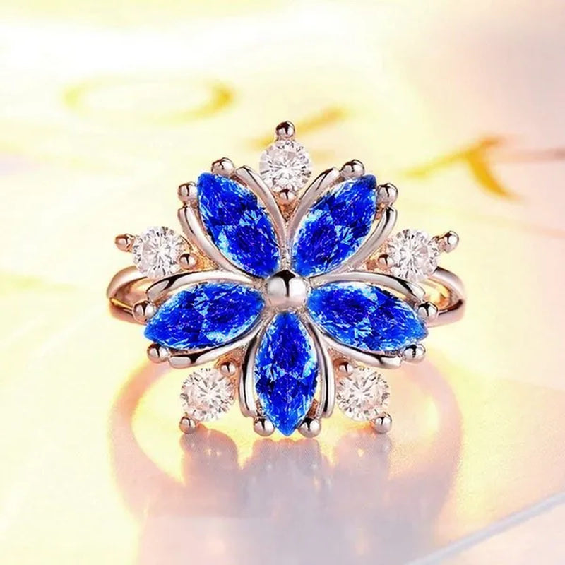 Elegant Women's Flower Ring Luxury  Pink Zircon Ring, Fashionable Flower Shape Women's Ring, Engagement, Wedding Ring, Princess Ring, Promise Ring, Valentine's Day, Christmas Gift. Size US5-11. Happy Shopping!