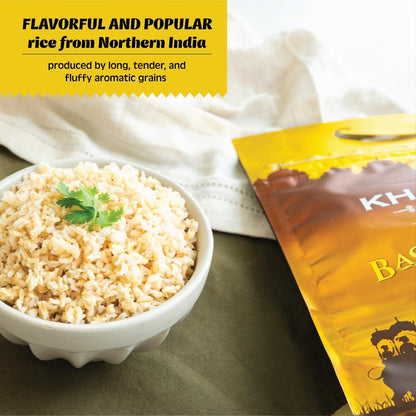 Authentic Brown Basmati Rice by  in 10 Lb Bag - Aromatic and Flavorful Indian Grain - Non-Gmo, Gluten Free, Kosher, Cholesterol Free