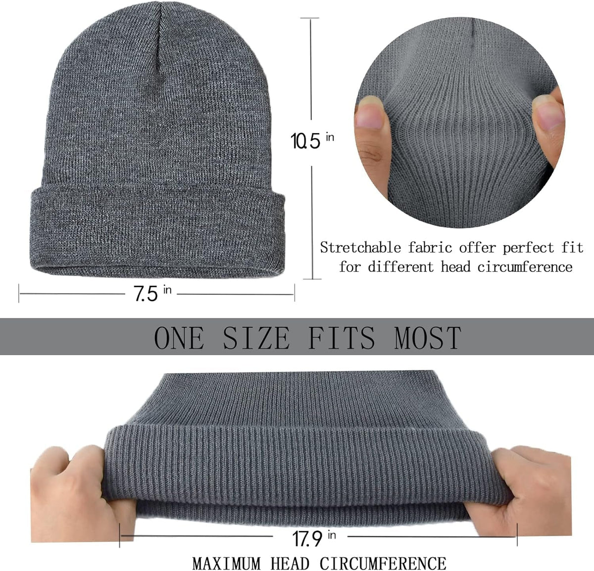 1&2 Pack Beanie for Men Women Slouchy Beanie Hats Winter Knit Caps Soft Ski Hat Unisex