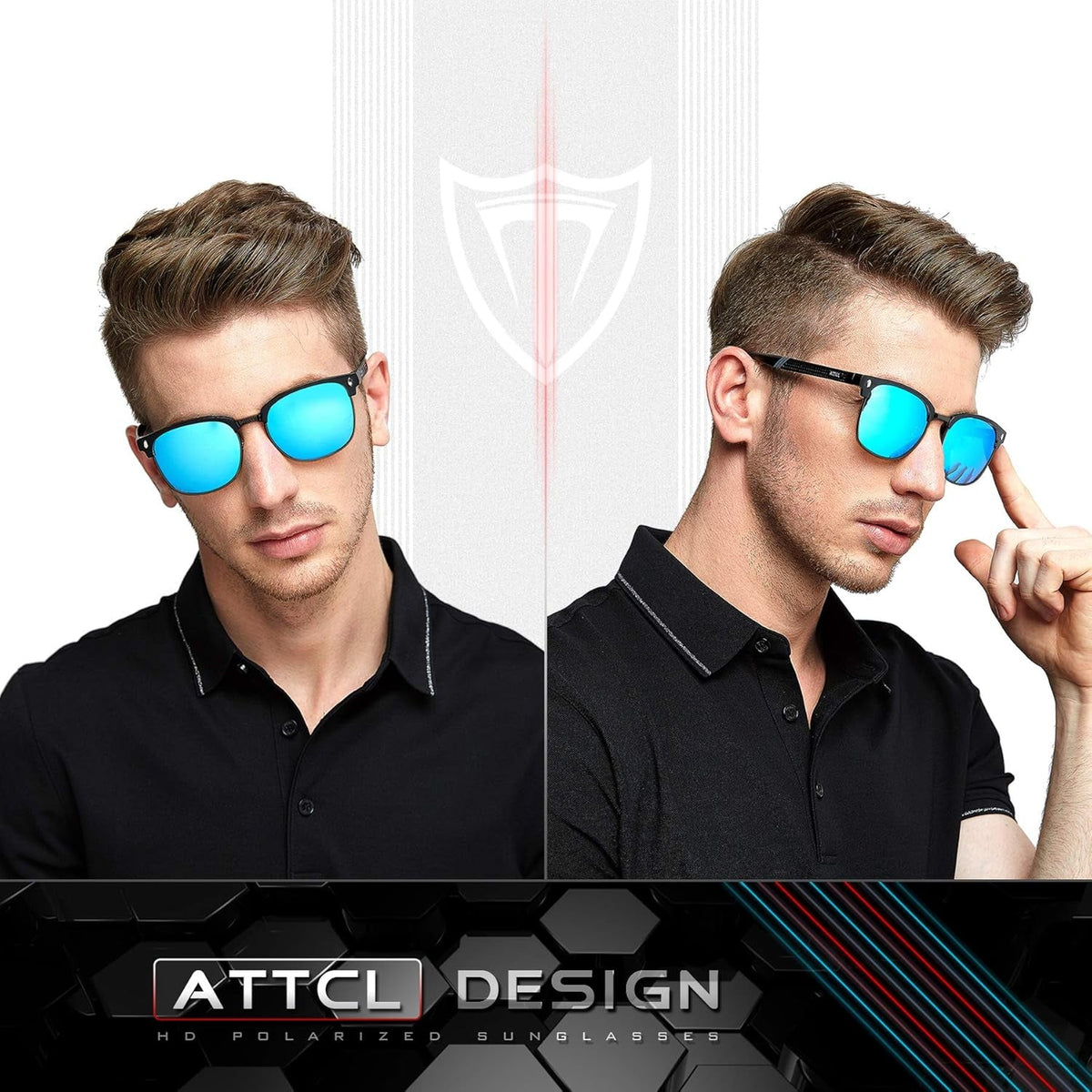 Men'S Driving Polarized Rimless Sunglasses Al-Mg Metal Frame Ultra Light