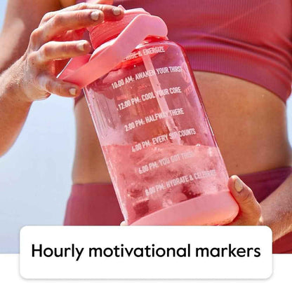 64 Oz Motivational Water Bottle with Straw Lid with Time Marker, Half Gallon, Premium Quality BPA Free Tritan Plastic, Pistachio Green