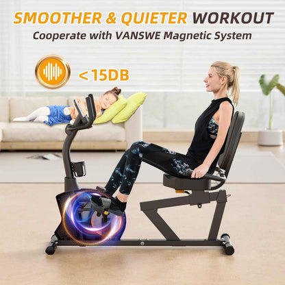Recumbent Exercise Bike for Adults Seniors - Recumbent Bikes for Home with Magnetic Resistance, Bluetooth and App Connectivity, Pulse Sensor