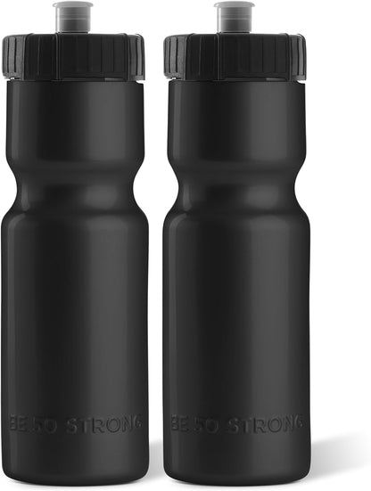 Sports Water Bottles – Reusable 22 Oz Bpa-Free Plastic Bottles with Pull Top Cap – Made in USA – Top Rack Dishwasher Safe – Fits Most Bike Cages Brand