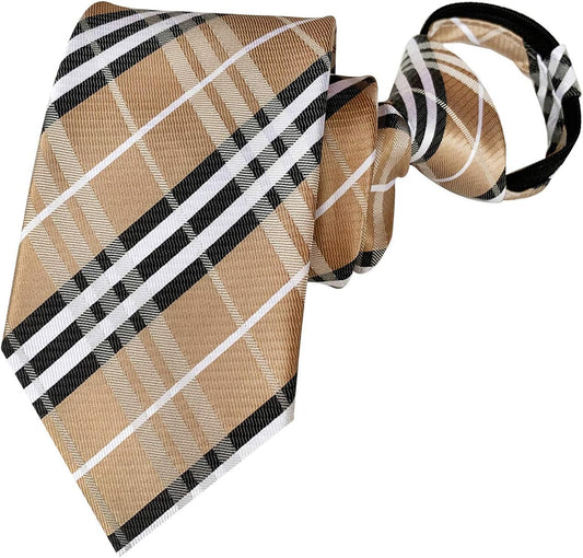 Men'S Lot 6 PCS Classic Zipper Ties Pretied Solid Color Necktie Set