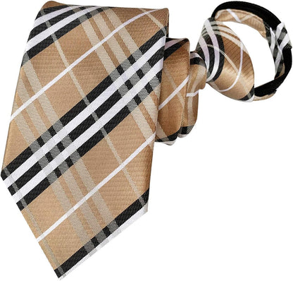 Men'S Lot 6 PCS Classic Zipper Ties Pretied Solid Color Necktie Set