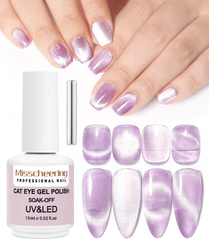 15ml Cat Eye Gel Nail Polish Bright Purple UV Soak Off 9D Wide Magnetic Gel Polish Enamel Lacquer Glitter Velvet Nail Art Varnish (Violet)