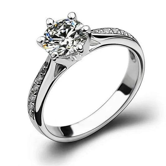 2016 Brand Female Fashion ring 1ct Cz diamond ring 925 Sterling Silver ring Engagement Wedding Band Ring for Women finger ring  RW1219
