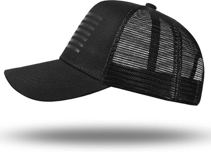 American Flag Trucker Hat - Snapback Hat, Baseball Cap for Men Women - Breathable Mesh Side, Adjustable Fit - for Casual Wear