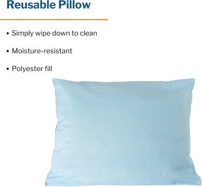 Medical Pillow [1 Count] Limited Reusable Hospital Bed Pillows, Fluid Moisture and Stain-Resistant, Blue, 20 in X 26 In