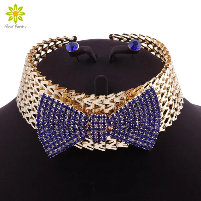 Elegant Indian Bridal Necklace Earrings Sets Dubai Jewelry Sets for Women Wedding Party Costume Accessories