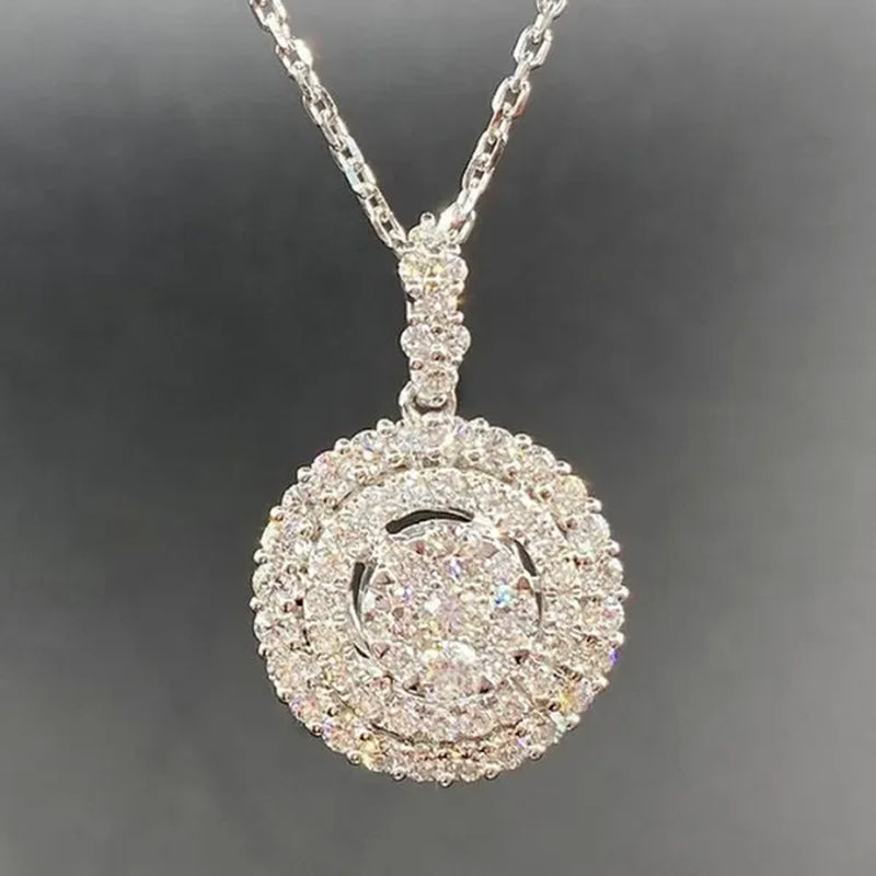 Trendy 925 Silver Micro Inlay Bright Diamond Necklace for Women Engagement Party Jewelry Daily Casual Accessories