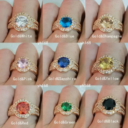 Women's Fashion 18K Gold Plated&925 Silver Plated&14K Rose Gold Plated Bridal  Jewelry White Sapphire Wedding Engagement Ring
