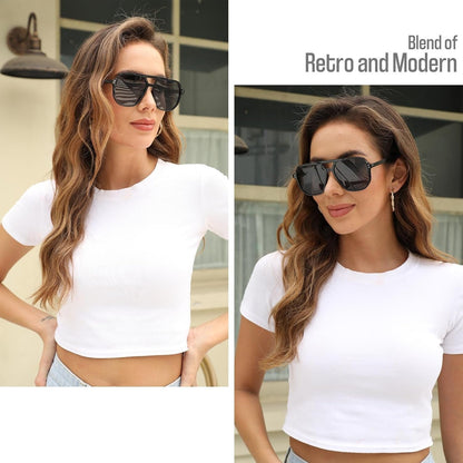 Oversized Aviator Sunglasses for Women and Men with Polarized Lens MS52243