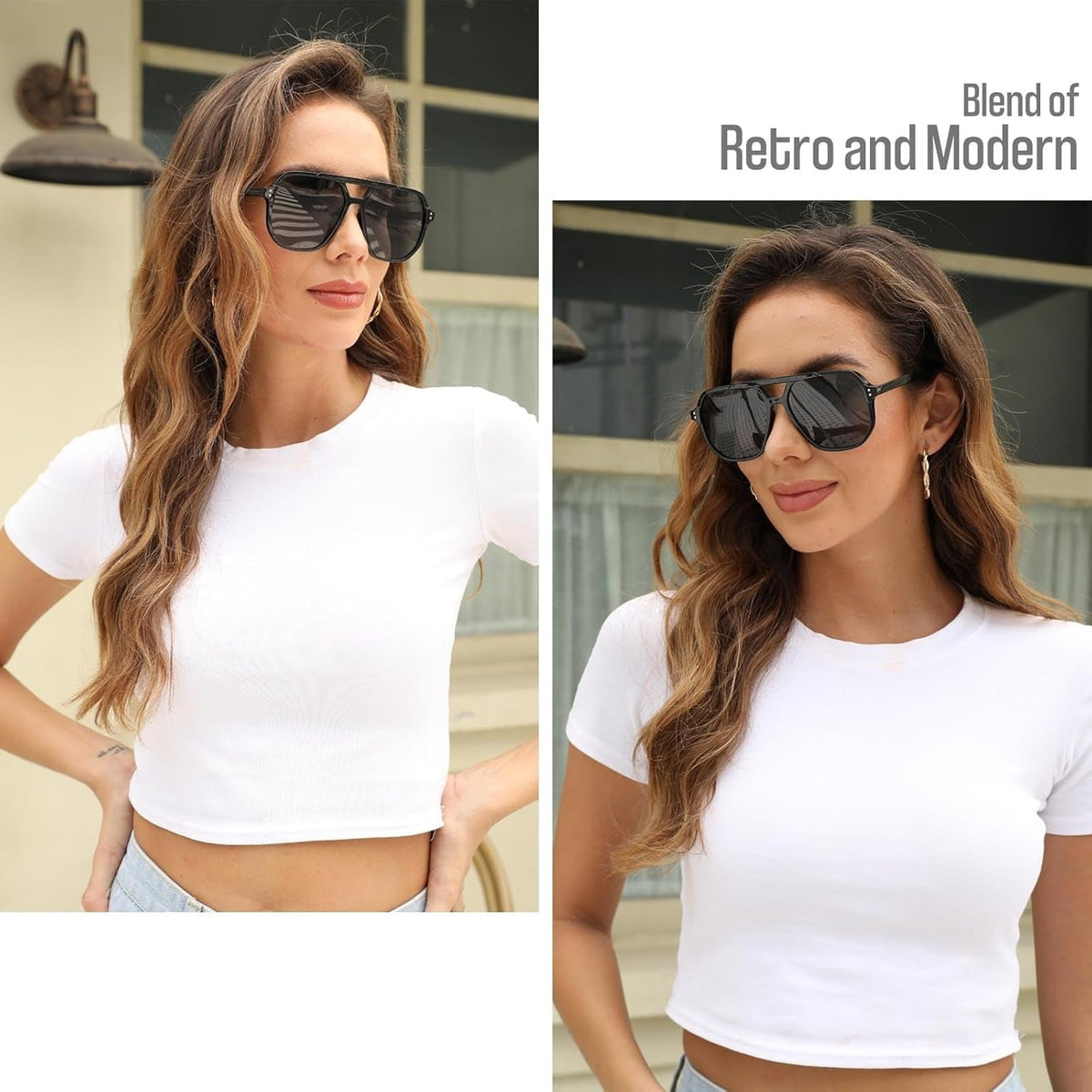 Oversized Aviator Sunglasses for Women and Men with Polarized Lens MS52243