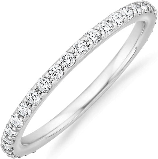 14K Gold Plated Cubic Zirconia Diamond Stackable Eternity Bands for Women