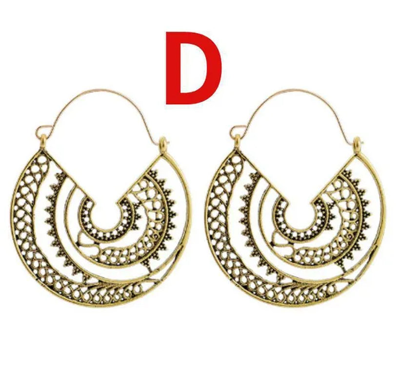 2023 new vintage fashion ladies bohemian 925 silver petal heart-shaped metal totem earrings earrings large hoop earrings glamorous bridal wedding engagement earrings anniversary birthday party gift jewelry 1 pair