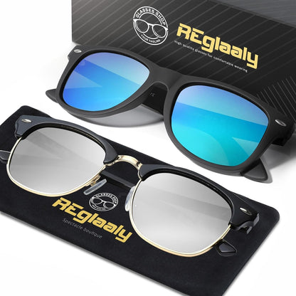 Sunglasses Men and Womens, Polarized Sunglasses for men with UV Blocking Semi-Rimless Frame for Driving & Hiking