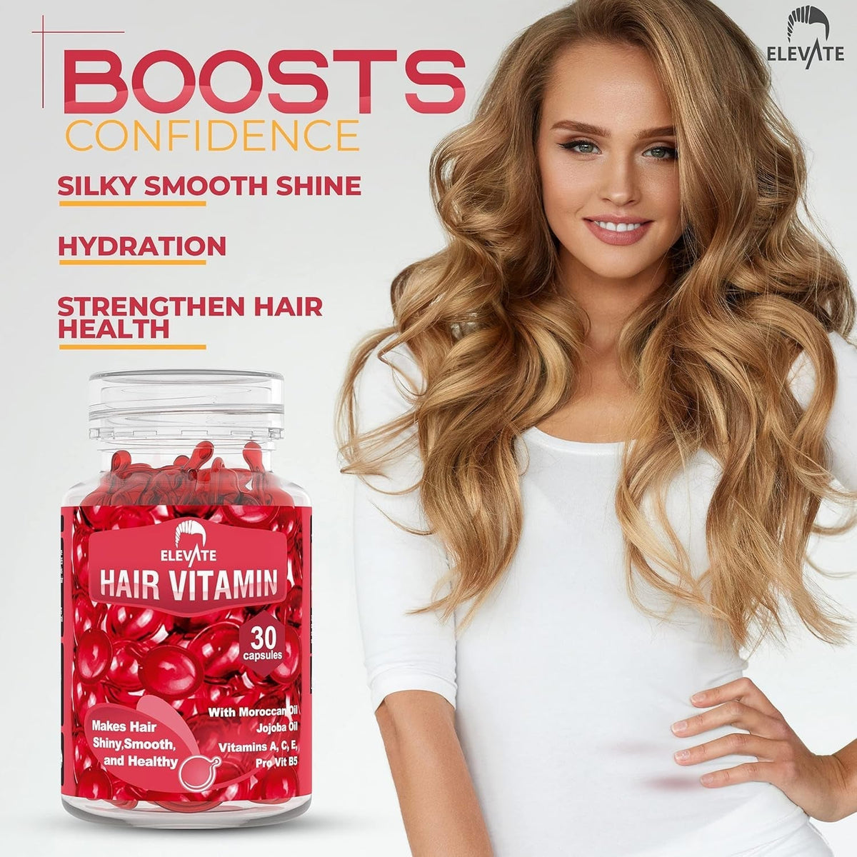 Hair Treatment Serum Oil Capsules - Conditioning Repair & Moisturizing Formula with Argan Jojoba Oils Vitamins a C E Pro Vitamin B5 Healthier Smooth Silky Thicker for Softness (1 Bottle)