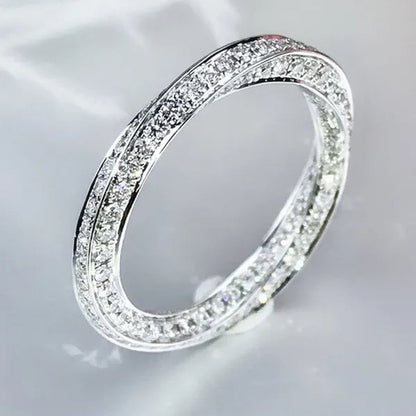 Fashion Stacking Jewelry for Women Rings Exquisite 925 Sterling Silver Ring White Sapphire Diamond Wedding Band Elegant Bride Proposal Engagement Party Accessories Anniversary Gift