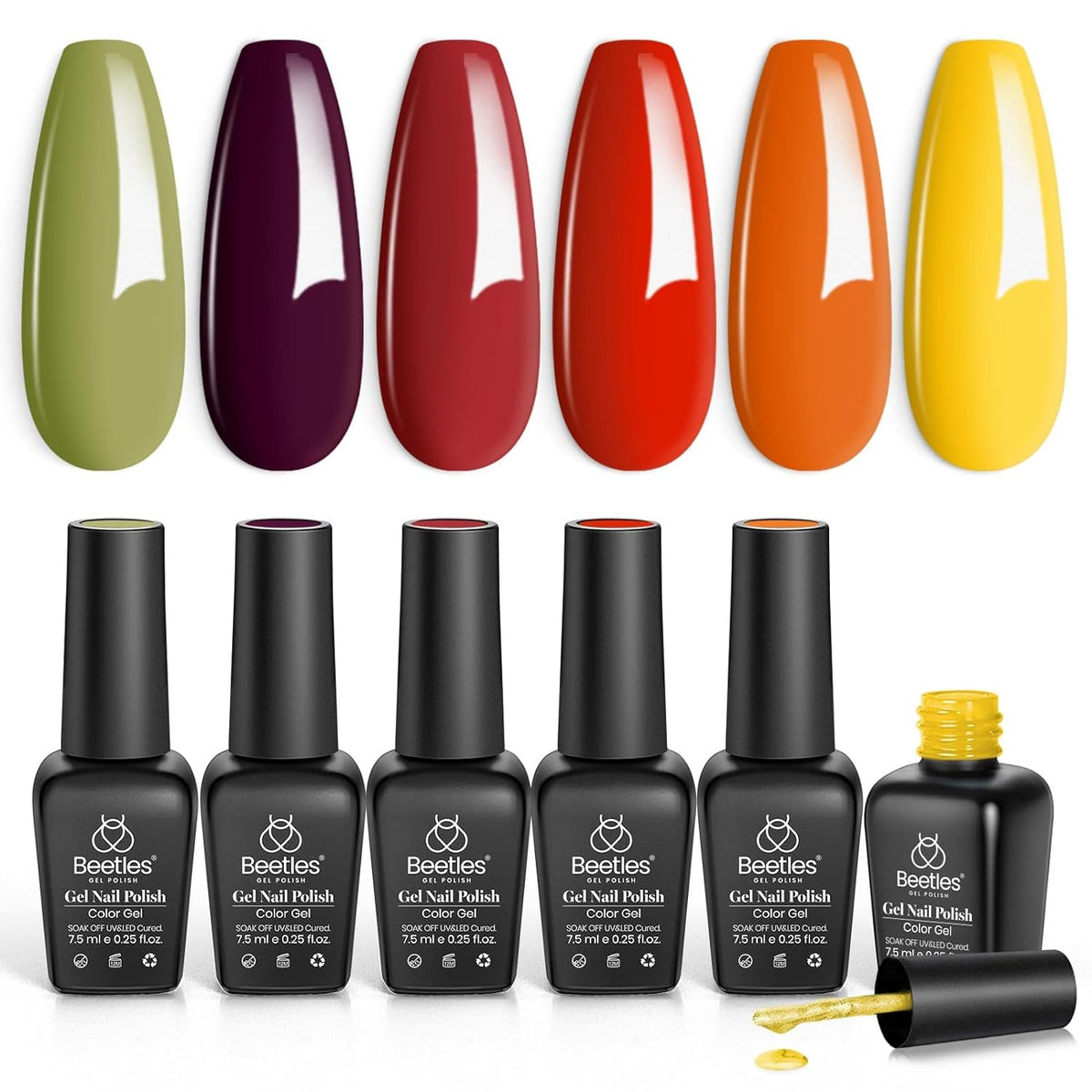 Beetles Gel Nail Polish, 6 Colors Nude Pink Rose Red Milky White Gel Polish, Sweetheart Candies Collection Soak Off UV LED Nail Lamp Light Nails Spring Summer Easter Gel Nail