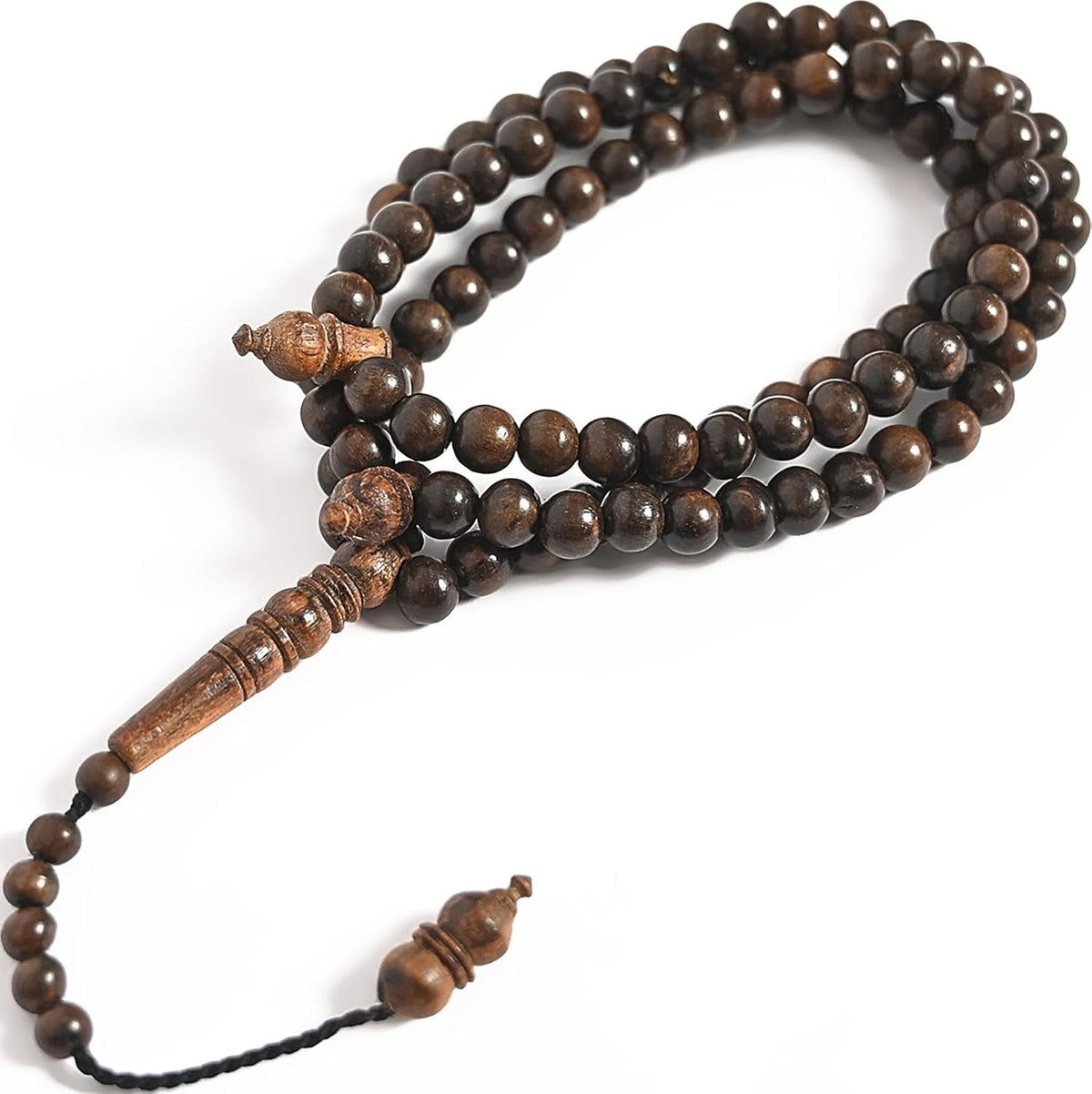 White Oud Wood Tasbih 99 8Mm Aetoxylon - Islamic Prayer Beads for Tasbeeh, Dhikr, Zikr - Muslim Rosary, Tespih, Misbaha, Masbaha, Muslim Mala, Sibha, Subha, Worry Beads, Prayer Counter