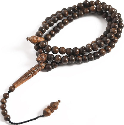 White Oud Wood Tasbih 99 8Mm Aetoxylon - Islamic Prayer Beads for Tasbeeh, Dhikr, Zikr - Muslim Rosary, Tespih, Misbaha, Masbaha, Muslim Mala, Sibha, Subha, Worry Beads, Prayer Counter