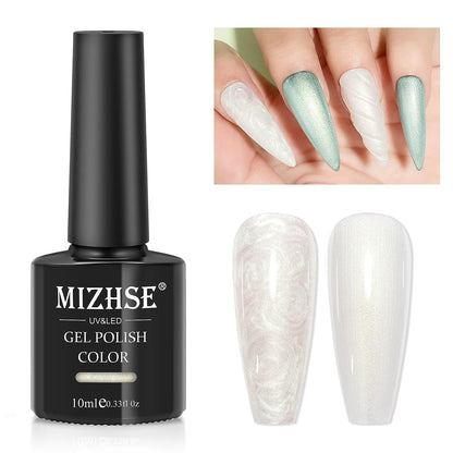 Pearl White Gel Nail Polish Mermaid Shimmer Glitter Drawing Gel Polish Shell Thread UV LED Nail Gel Polish For Home DIY Nail Salon