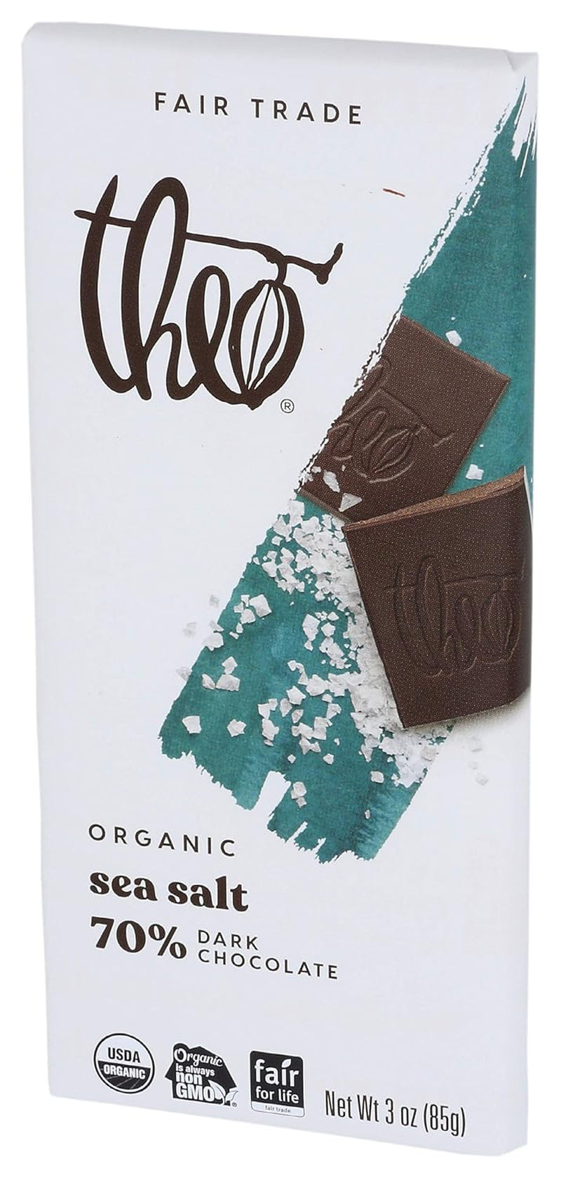 Sea Salt Organic Dark Chocolate Bar, 70% Cacao, 1 Bar | Vegan, Fair Trade