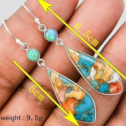 925 Sterling Silver Fashion earring natural Turquoise Natural gemstones   Earrings Wedding Engagement Bride jewelry