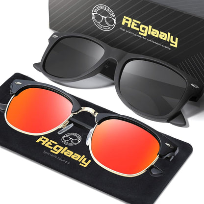 Sunglasses Men and Womens, Polarized Sunglasses for men with UV Blocking Semi-Rimless Frame for Driving & Hiking