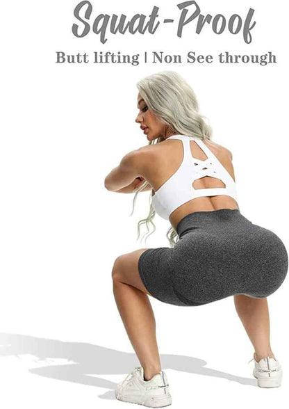 Women'S 3 Piece High Waist Workout Shorts Butt Lifting Tummy Control Ruched Booty Smile Yoga Short Pants