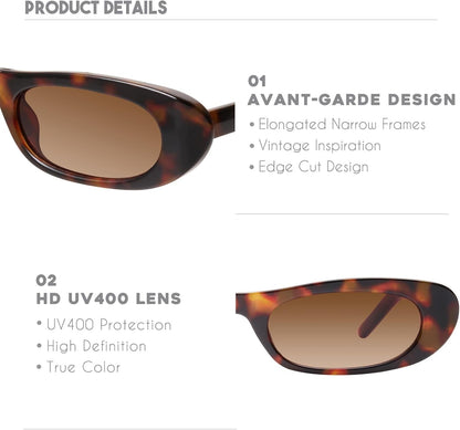 Elongated Narrow Cat Eye Sunglasses for Women MS52357