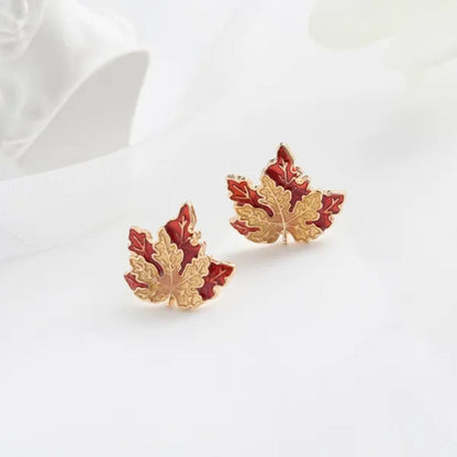 Maple Leaf Small Stud Earrings Gold Earrings Luxury Jewelry