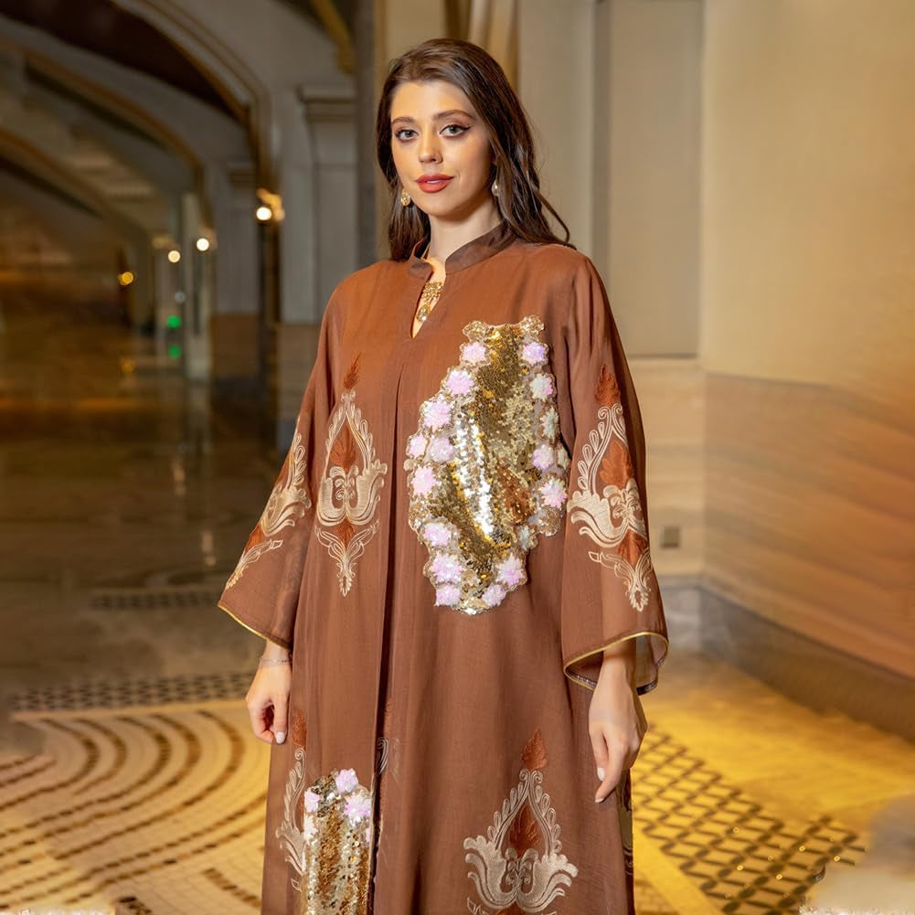 Abaya for Women Muslim Kaftan Floral Maxi Dresses Dubai Turkey Middle East Islam Caftan Ramadan Eid Party Robe