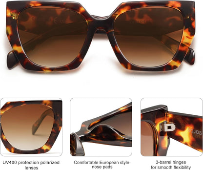 Trendy Oversized Polarized Sunglasses Womens Big Square Cateye Sunnies, Lentes De Sol Para Mujer SJ2205