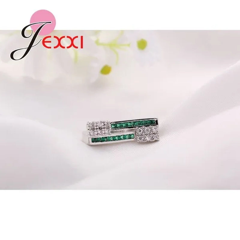 Unique Design Women Wedding Ring 925 Sterling Silver Emerald Green Crystal Lady Engagement Rings Jewelry High Quality