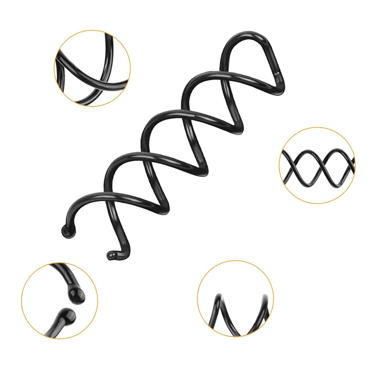 Spiral Twist Hair Pins (10-Pack) – Durable Non-Scratch Corkscrew Design for Effortless Bun Hairstyles – (Black)