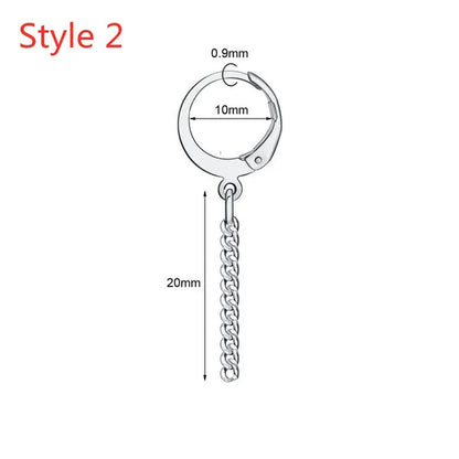 1 Pair Stainless Steel Huggie Hinged Hoop Earrings Hoop Dangle Earrings for Women Men Silver Black