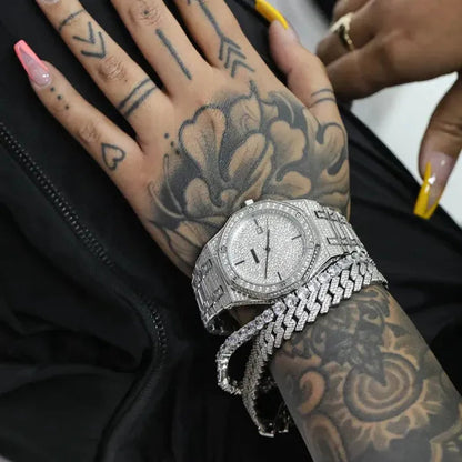 Men Women Hip Hop Luxury Plating 925 Silver Plating Watch Iced Out Hip Hop Jewelry
