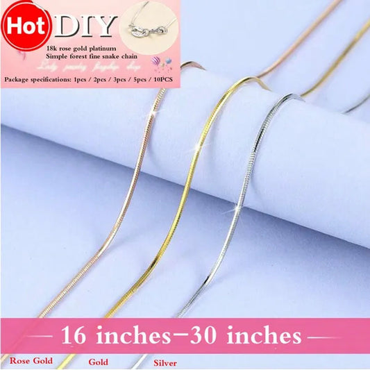 Brand New S925 Silver Necklace Female Snake Chain Color Gold Color Silver Gold Color Short Chain Rose Gold Lengthened Chain ""18 Inches-30 Inches"