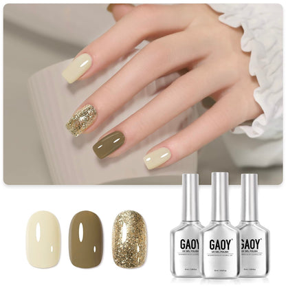 Gel Nail Polish Kit, 3 Colors Jelly Milky White Blue Gray, Sheer Soak Off UV Gel Polish Set - Cloudy Coast