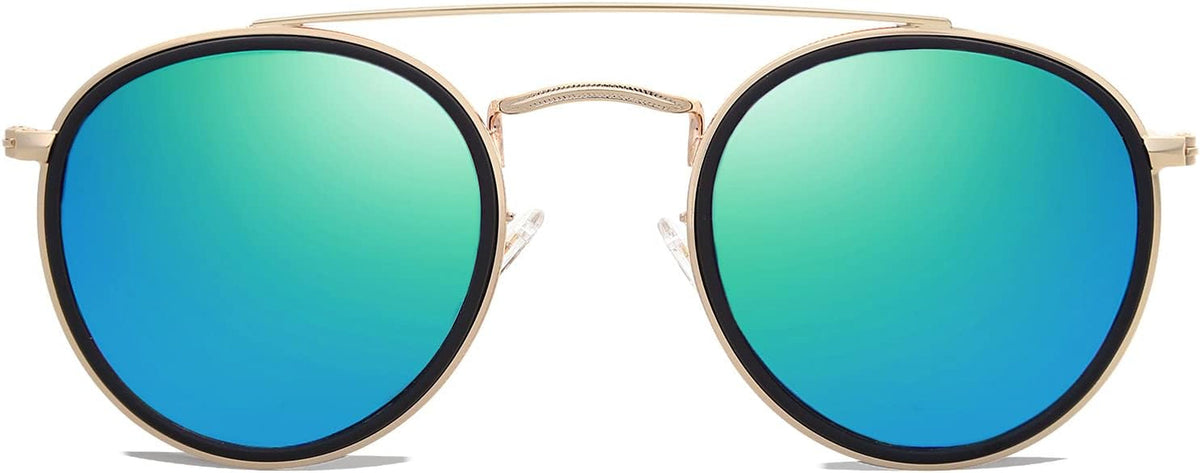 Retro Round Double Bridge Polarized Sunglasses for Women Men Vintage Circle UV400 Sunnies SJ1104