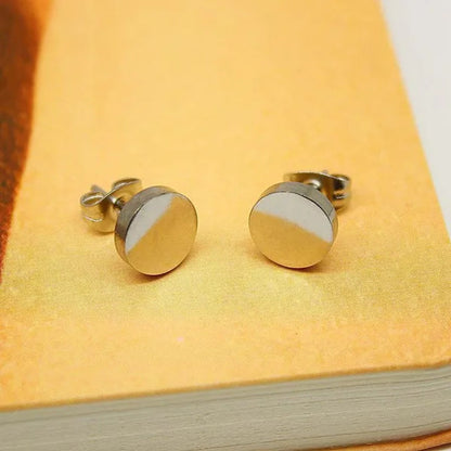 1PCS Stainless Steel Black Color Hypoallergenic Minimalist Flat Circle Earings for Men and Women Daily Wear Steel Titanium Earrings