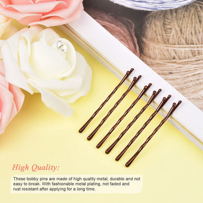 Bobby Pins Brown, 240 Pcs Hair Pins for Women 2.2 Inches, Hair Accessories with Box