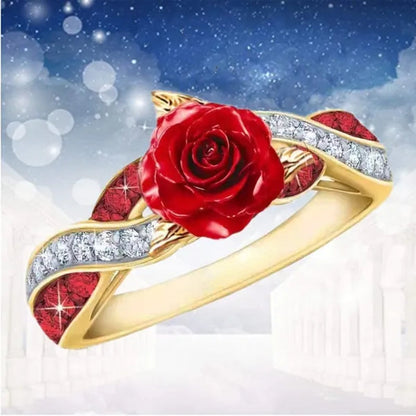Elegant Fashion Women's Creative Rose Ring Infinite Ring Cross Ring Luxury Couple Diamond Jewelry Engagement Rings for Women Bridal Anniversary Gift Romantic Valentine's Day Size 5-11